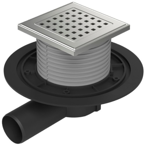 Floor drain with side outlet D50, stainless steel frame, grid GATE ...