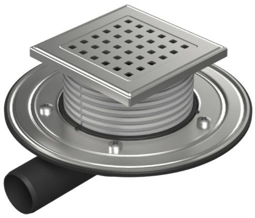 Floor drain with side outlet D40, stainless steel flange, grid GATE ...