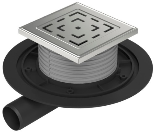 Floor drain with side outlet D40, stainless steel grid LABYRINTH ...