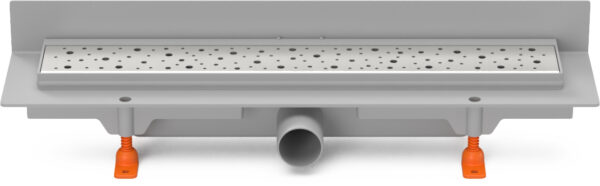 Linear. floor drain to wall side outlet, D40, 350 mm, Drops grid gloss