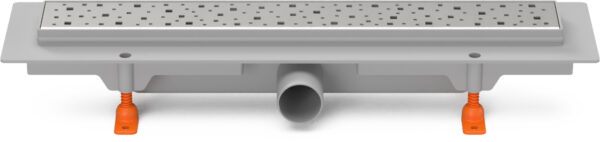 Linear. floor drain side outlet, D40, 450 mm, Square grid matt