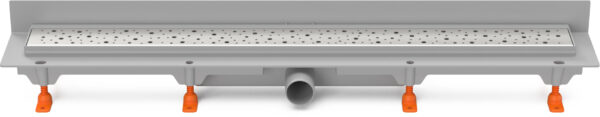 Linear. floor drain to wall side outlet, D40, 650 mm, Drops grid matt