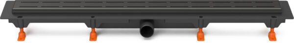 Linear floor drain black, side outlet D40, 650 mm, Line grid black