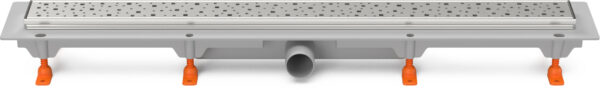 Linear. floor drain with stainless steel frame side outlet, D40, 650 mm, Square grid gloss