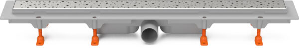 Linear. floor drain, side outlet D50, 750 mm, Drops grid gloss