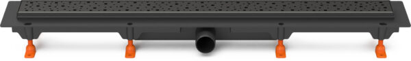 Linear. floor drain black side outlet, D40, 950 mm, Square grid black